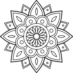 Floral Mandala Drawing – Line Art for Adult Coloring Books