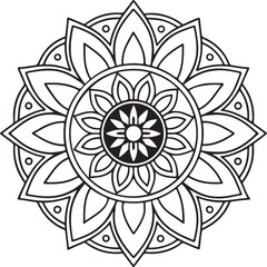 Floral Mandala Drawing – Line Art for Adult Coloring Books