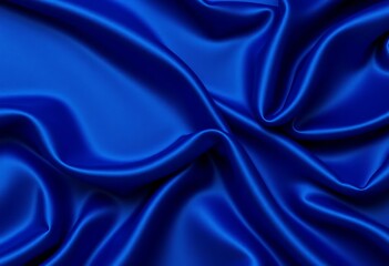Obraz premium Dark blue silk satin texture, wavy pleats, shiny fabric, abstract background, liquid wave effect, wallpaper, pleats