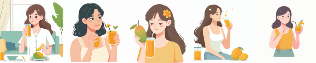 vector of a young man eating bread