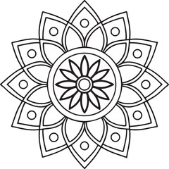 Floral Mandala Drawing – Line Art for Adult Coloring Books