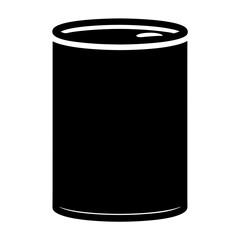 Simple black silhouette of a food tin can, a pantry item
