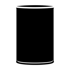 Black and White Image of a cylindrical food can with white stripe