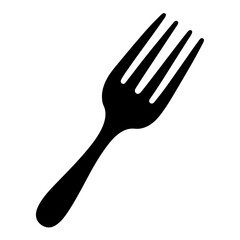 A black silhouette of a fork, a versatile eating utensil on white