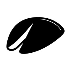 Monochrome image of a Chinese fortune cookie with its typical shape
