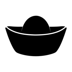 Stylized Silhouette Depiction of Chinese Gold Ingot, Symbol of Wealth and Prosperity