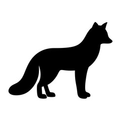 Elegant black silhouette of a fox standing majestically against a white backdrop