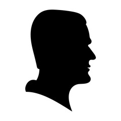 Silhouette of a man's head in profile against a white background