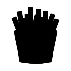 Black Silhouette of a Container Full of Delicious French Fries Delight