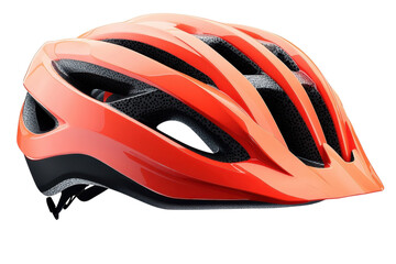 Glimmering orange bicycle helmet promising safety and adventure on scenic trails and sunlit on...