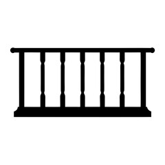 Elegant black silhouette illustration of a classic wooden balustrade railing design