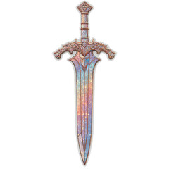 Colorful Fantasy Sword with Intricate Design and Shimmering Blade