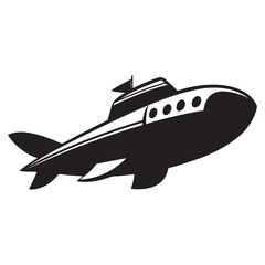 Submarine silhouette vector illustration isolated on a white background