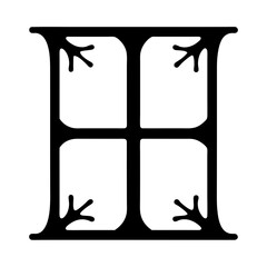 Stylized letter H with tree branch extensions at each corner in black