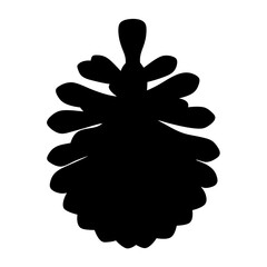 Detailed Silhouette of a Pine Cone with Textured Surface on White Background