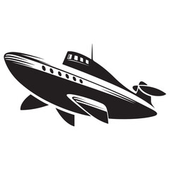 Submarine silhouette vector illustration isolated on a white background