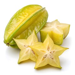 Fototapeta premium Close up shot of fresh carambola fruit showing the slices and seeds