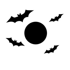 Four bats flying in the night with a bright full moon