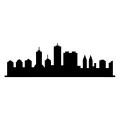 Naklejka premium City skyline silhouette with various buildings, a picturesque urban panorama