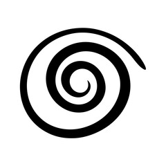 A simple black and white spiral shape with smooth swirling lines