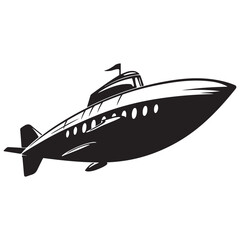 Submarine silhouette vector illustration isolated on a white background
