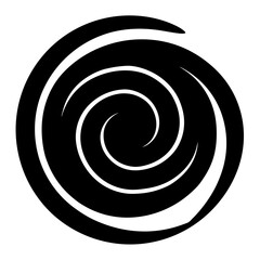 Simple black and white circular vortex or whirlpool graphic design illustration