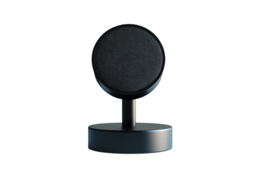 Immersive audio capture with a sleek black microphone ideal for professional podcasting and on transparent background