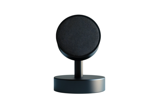 Immersive audio capture with a sleek black microphone ideal for professional podcasting and on transparent background