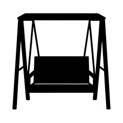 Fototapeta premium Black silhouette of a charming porch swing, ready for relaxation and comfort