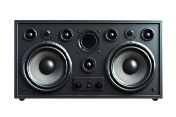 Immersive Powerful Black Speaker Design for the Ultimate Audio Experience in Isolated Studio on transparent background