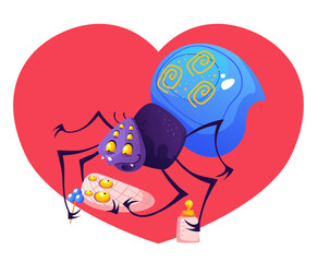 Cute spider character cartoon style art concept. Vector graphic design element illustration	