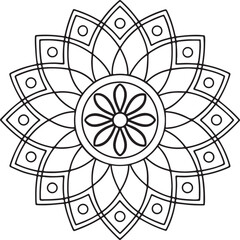 Floral Mandala Drawing – Line Art for Adult Coloring Books