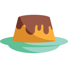 Delicious Flat Style Flan Dessert Illustration