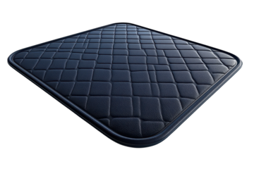 Luxury Navy Blue Leather Quilted Mat a symbol of modern comfort and style for your home decor on transparent background
