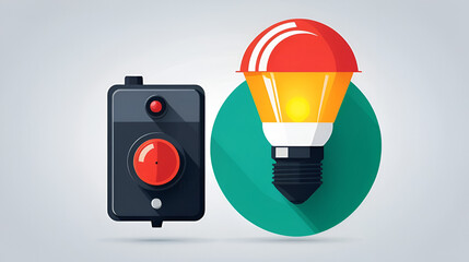 Flat style vector of an emergency alarm icon with an alert lamp. Perfect for police urgency signs, safety alerts, and emergency notifications. Clear and trendy design for business and urgent alert gra