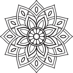 Floral Mandala Drawing – Line Art for Adult Coloring Books
