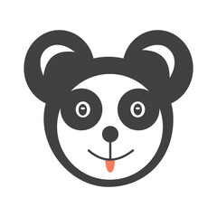 Minimal cartoon panda face with tongue sticking out.