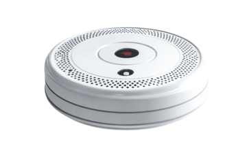 Protecting your home with a sleek modern smoke detector providing vital early fire warning on on transparent background