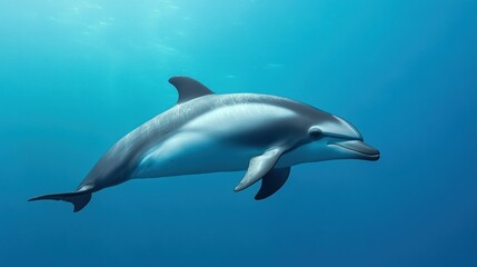 A Vaquita dolphin swims in the blue waters, background wallpaper AI generated image