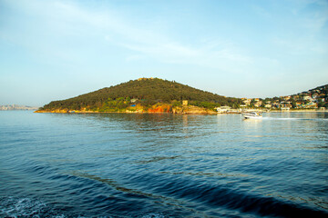 Naklejka premium Sea view of Heybeliada island and bay in istanbul