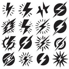 Lightning bolt icons silhouette set Vector Illustration design.