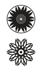 Black set of abstract  circular floral mandala vector art and illustration design. 