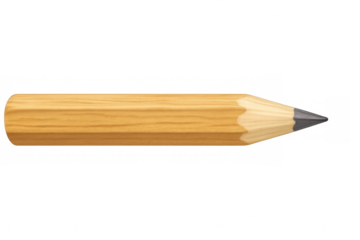 Sharpened wooden pencil positioned diagonally, lying against clean white surface, symbolizing creative potential for artists and writers