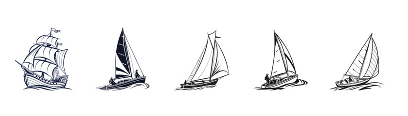 Ship vector art illustration. Ships, boats, cargo, logistics, transportation and shipping icons.  Ship silhouettes vector art illustration. ship logo icon vector.