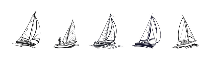 Ship vector art illustration. Ships, boats, cargo, logistics, transportation and shipping icons.  Ship silhouettes vector art illustration. ship logo icon vector.