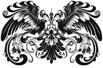 Obraz premium Vector damask element. Isolated damask central illistration. Classical luxury old fashioned damask ornament, royal victorian texture for wallpapers, textile, wrapping