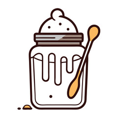 Whimsical Ice Cream in glass Jar Doodle Style  on transparent background
