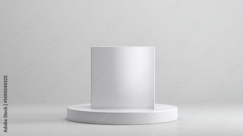 Poster minimalistic empty podium with reflective surface in clean image setting