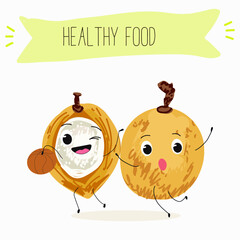 Pitomba fruit cute funny cheerful characters with different poses and emotions. Vector hand drawnvector illistration.