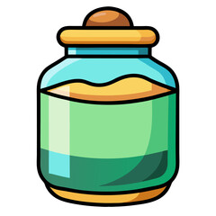 Hand Drawn Mason Jar Bottle Vector Clipart. for label mockups, cafe menu elements, organic product packaging, and decorative graphics.
